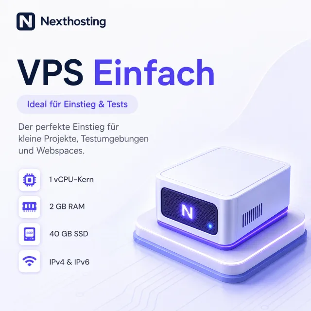 VPS Enkel fra Nexthosting – 1 vCPU-kerne, 2 GB RAM og 40 GB SSD